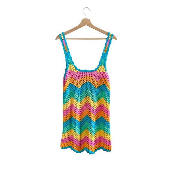 Show Me Your Mumu Tara Coverup Dress in Sea Breeze Crochet XS - Picture 4 of 8